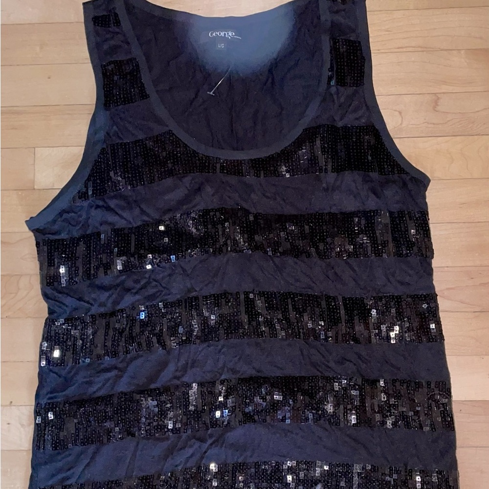 3/$25 black sparkle tank top NWT size LARGE